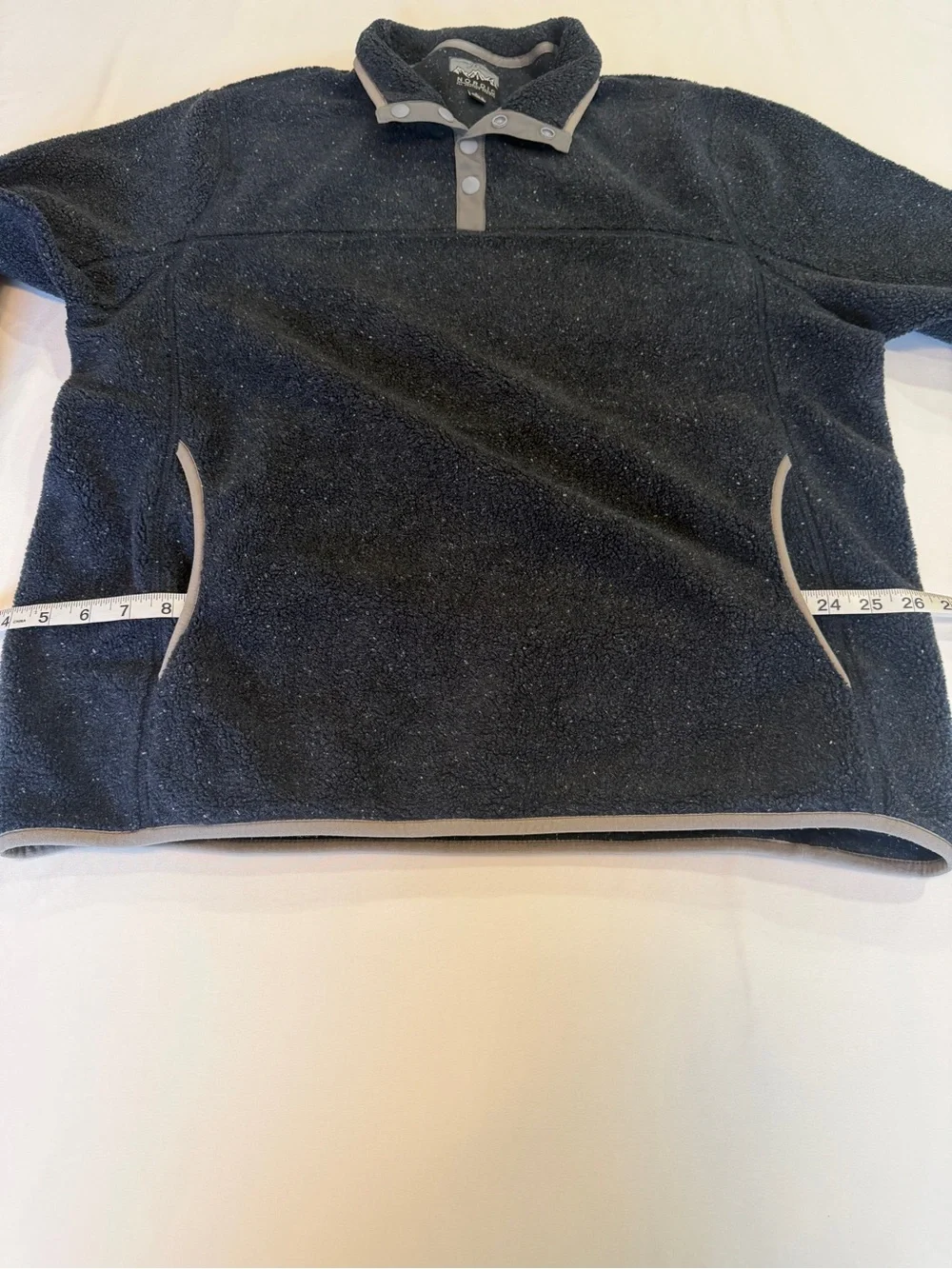 J Crew Nordic Series Men's Navy Button-Front Fleece Pullover Large - Warm